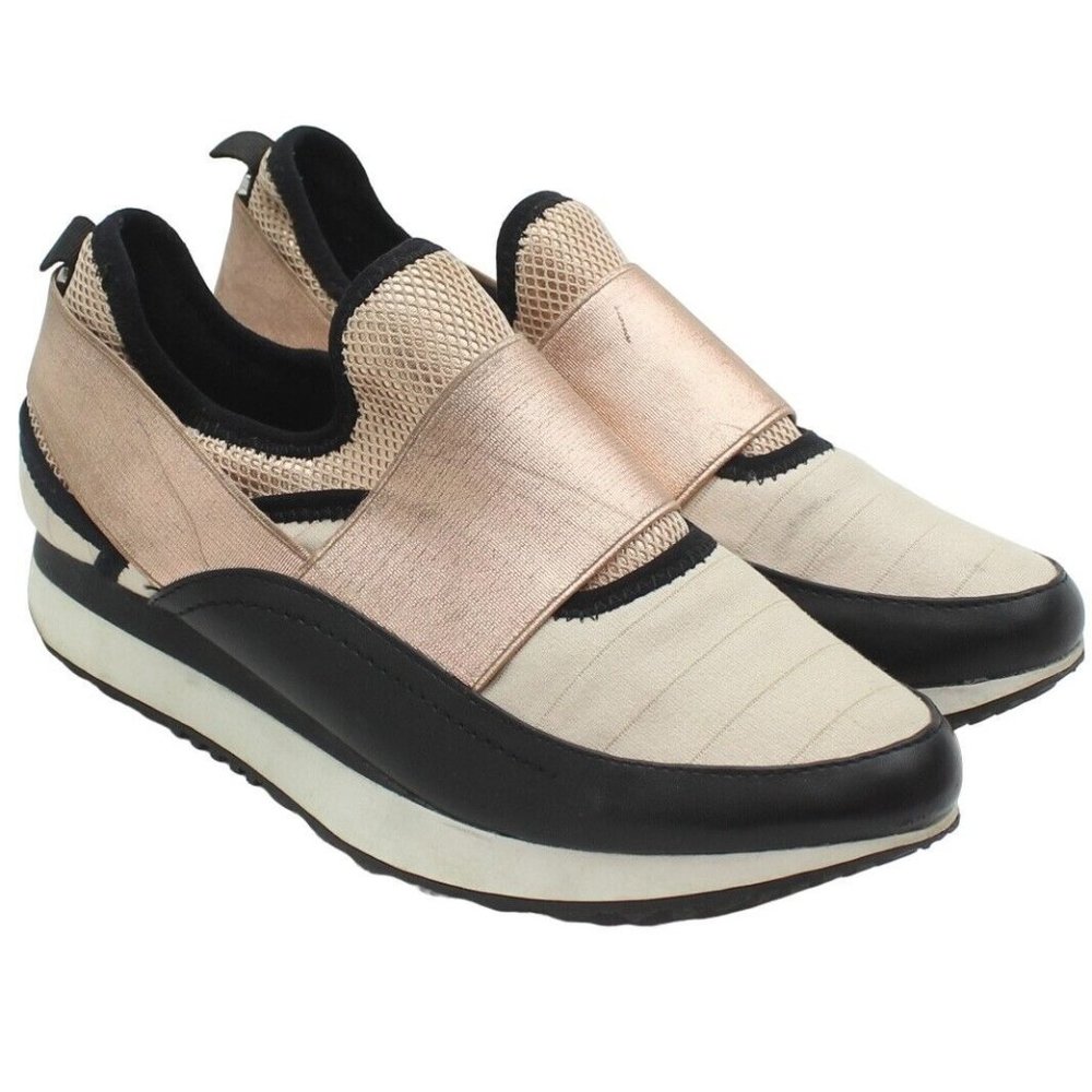 STEVE MADDEN Kyra Womens Beige n Rose Gold Slip-on Retro Sneakers